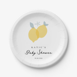 Assiettes En Carton Baby shower moderne Pastel Citrus Lemons