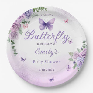 Assiettes En Carton Baby shower moderne Watercolo papillon floral fill