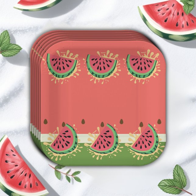 Assiettes En Carton Baby shower moderne Watermelon (Créateur téléchargé)
