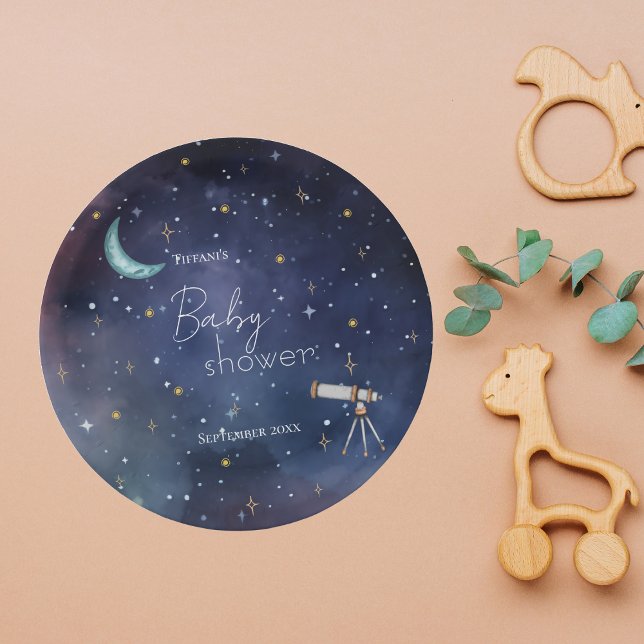 Assiettes En Carton Baby shower Moody Celestial Sky Moon & Stars (Créateur téléchargé)