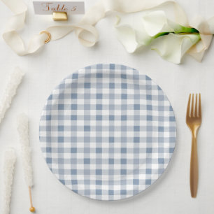 Assiettes En Carton Baby shower Motif Blueberry En vichy