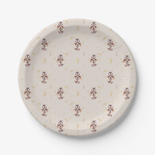 Assiettes En Carton Baby shower Motif de mammy et de chevreau aquarell