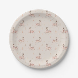 Assiettes En Carton Baby shower Motif pour bébé et maman cerf
