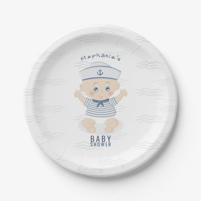 Assiettes En Carton Baby shower Nautical Baby Boy (Devant)