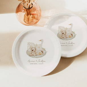 Assiettes En Carton Baby Shower Néo-Bohème Neutre pour la Nurserie
