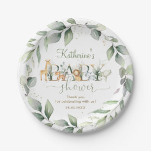 Assiettes En Carton Baby shower Neutre des animaux de la jungle chic e