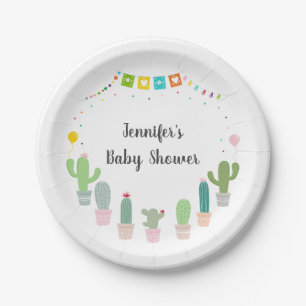 Assiettes En Carton Baby shower neutre entre les sexes de Fiesta Cactu