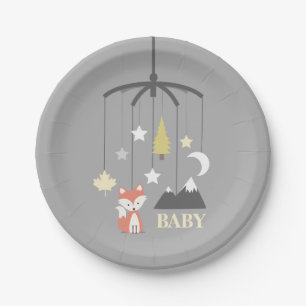 Assiettes En Carton Baby shower neutre moderne mobile de huche de Fox