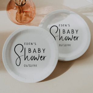 Assiettes En Carton Baby shower Neutre Moderne Simple