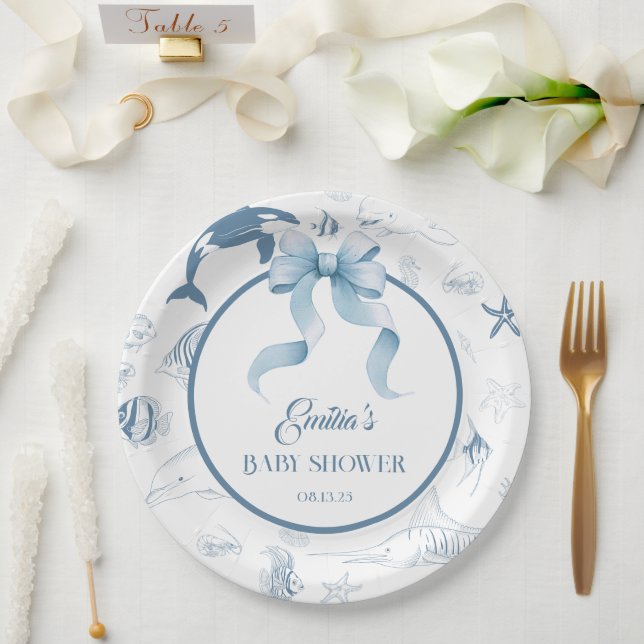 Assiettes En Carton Baby shower Ocean Blue Sea Life (Mariage)