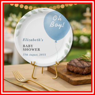 Assiettes En Carton Baby Shower Oh Boy Moderne