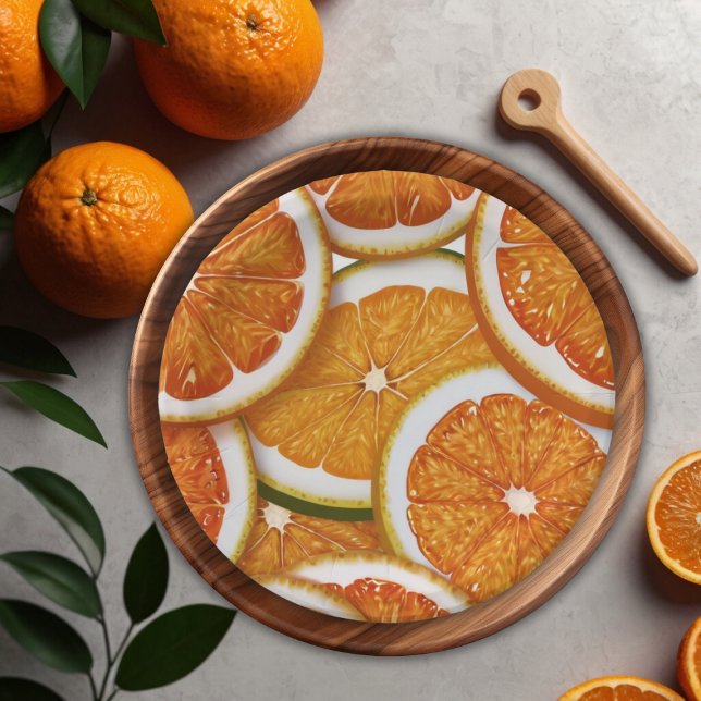 Assiettes En Carton Baby shower orange Citrus élégant et moderne (Créateur téléchargé)