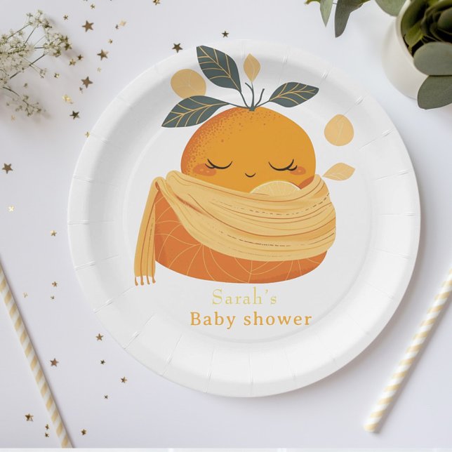 Assiettes En Carton baby shower orange cuite (Créateur téléchargé)
