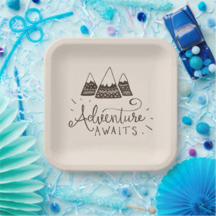 Assiettes En Carton Baby shower orienté d'aventure rustique