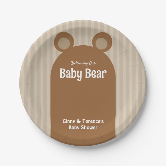 Assiettes En Carton Baby shower Ours - Douche de Grossesse Classique (Devant)