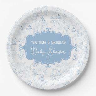 Assiettes En Carton Baby Shower Ours en peluche à arc vintage 