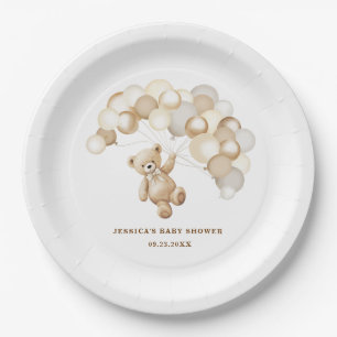 Assiettes En Carton Baby-Shower Ours en Peluche Brun