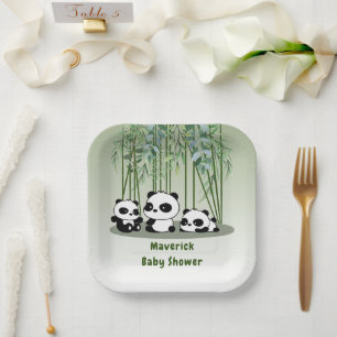 Assiettes En Carton Baby shower Ours vert Bambou