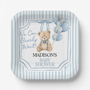 Assiettes En Carton Baby-Shower Ourson Bleu