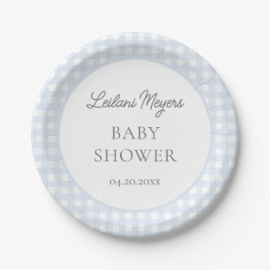 Assiettes En Carton Baby shower Pale Blue En vichy Classic Boys