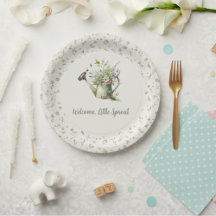 Baby Shower Paper Plate - "Little Sprout" Floral