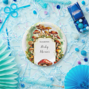 Assiettes En Carton Baby shower Pastel Little Mushroom