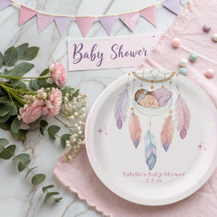 Assiettes En Carton Baby shower Pastel Watercolor Dreamcatcher