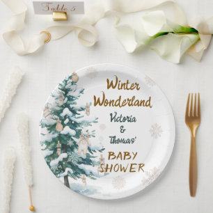 Assiettes En Carton Baby Shower Paysage d'Hiver