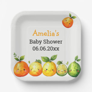 Assiettes En Carton Baby Shower Personnalisé Citron Fruit Mignon 