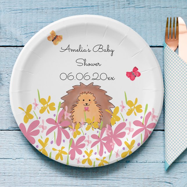 Assiettes En Carton Baby shower personnalisé Cute Hedghog (Créateur téléchargé)