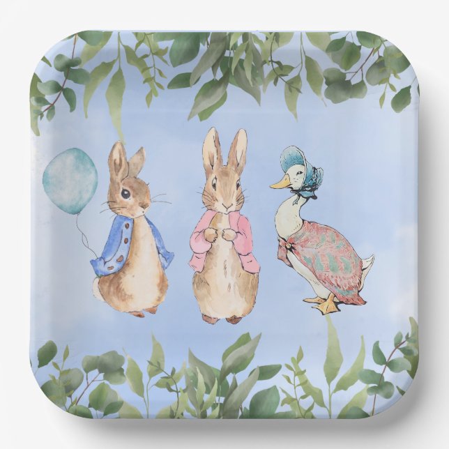 Assiettes En Carton Baby shower Peter Rabbit Et Amis (Recto)