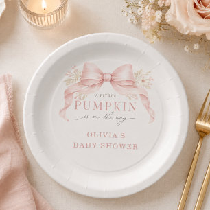 Assiettes En Carton Baby Shower Petit Citrouille Rose Ruban