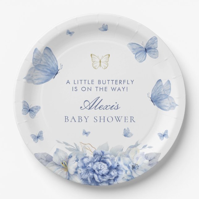 Assiettes En Carton Baby shower petit papillon (Devant)