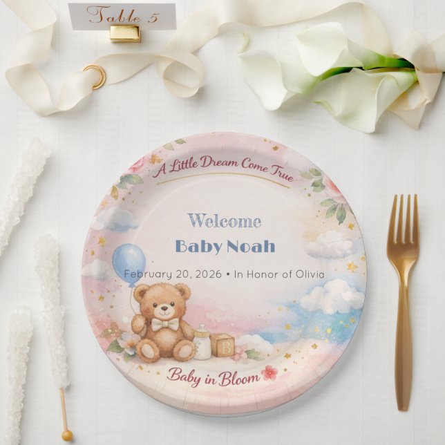 Assiettes En Carton Baby Shower Plates | Bloom Dream Theme (Mariage)