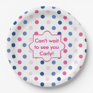 Assiettes En Carton Baby shower Pois rose et bleu