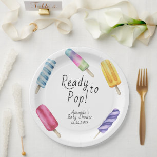 Assiettes En Carton Baby shower Popsicle aquarelle