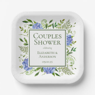 Assiettes En Carton Baby Shower pour futurs parents avec des Hortensia