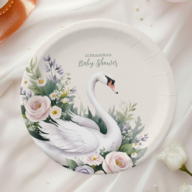 Assiettes En Carton Baby shower princesse de cygne doux (Créateur téléchargé)