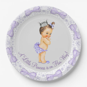 Assiettes En Carton Baby shower princesse gris violet