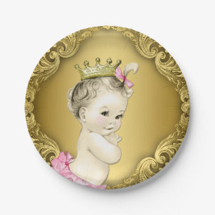 Assiettes En Carton Baby shower Princesse Or fantaisie