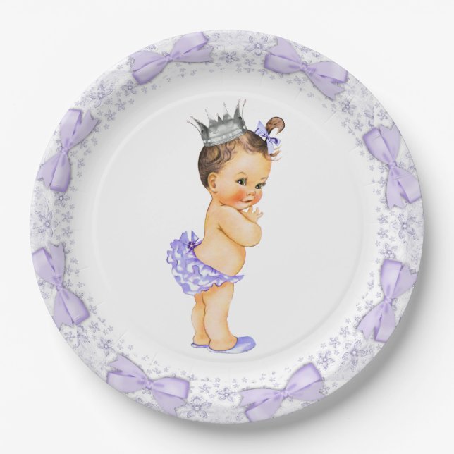 Assiettes En Carton Baby shower Princesse violette (Devant)