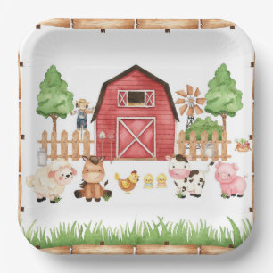 Assiettes En Carton Baby shower Red Farm Animaux