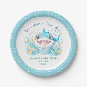 Assiettes En Carton Baby shower requin Océan Blue Boy Baby shower
