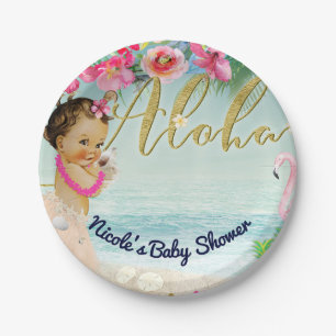 Assiettes En Carton Baby Shower Rétro Aloha Fête de plage Hawaïenne