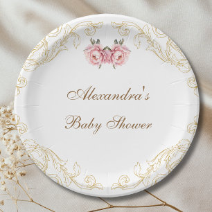 Assiettes En Carton Baby shower Rococo Rococo Rococo Fleurs Vintages