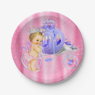 Assiettes En Carton Baby Shower Rose et Violet pour Princesse
