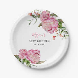 Assiettes En Carton Baby shower rose floral fille