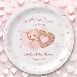 Assiettes En Carton Baby shower rose petit amoureux