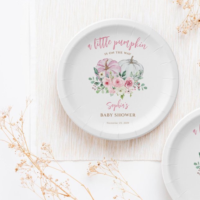 Assiettes En Carton Baby shower rose petit Citrouille (Créateur téléchargé)