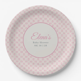 Assiettes En Carton Baby Shower Rose Prépa à Carreaux
